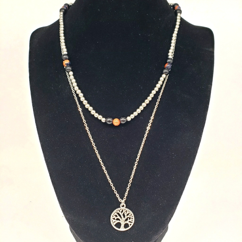 Silver Bread & Charm Necklace Handmade